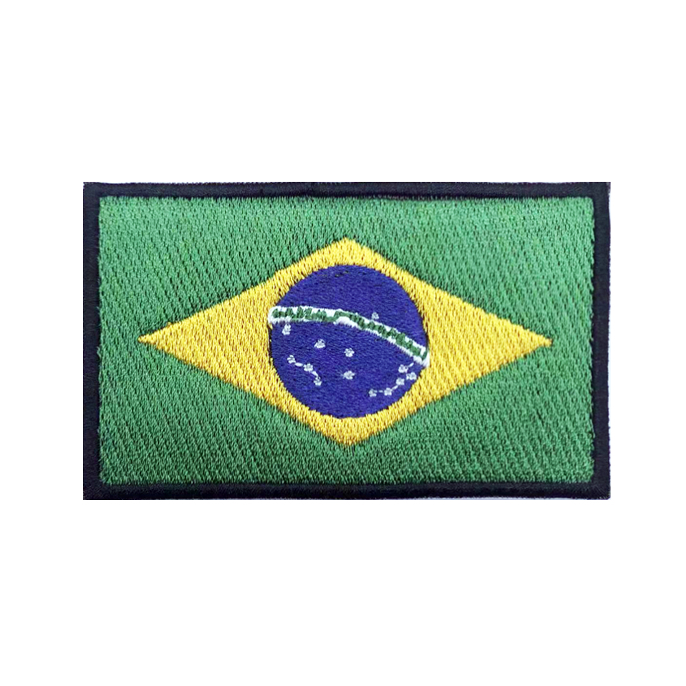 Velcro Sew On - Parche bordado de la bandera brasileña