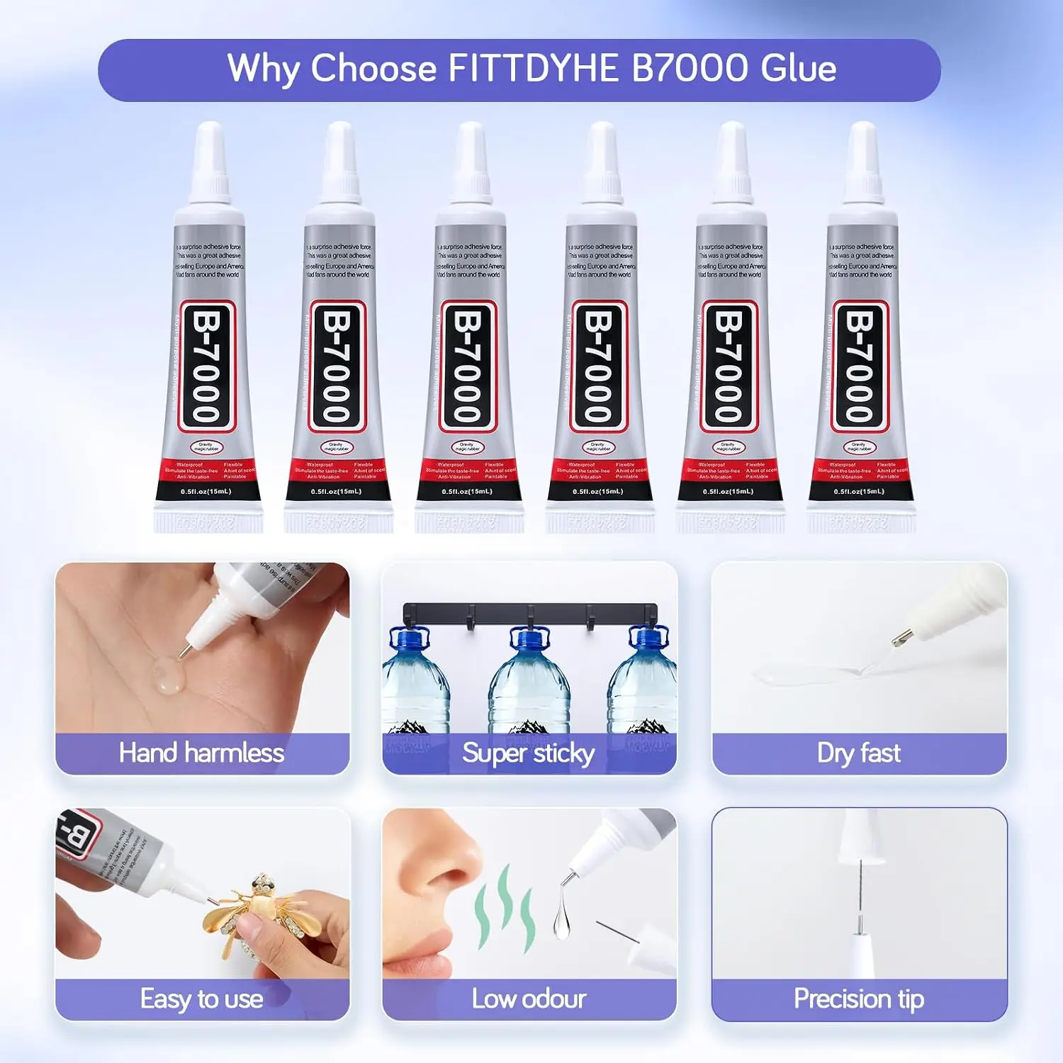 ICUTE-FITTDYHE 6PCS Pegamento  - Fabric Glue Bond reseña y precio